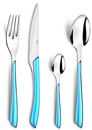 Amefa - Servizio di posate multiuso, Serie: Eclat, in cofanetto, Acciaio Inox ABS SAN, blu turchese, Ménagère 16 couverts pour 4 personnes