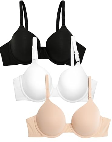 Fruit of the Loom Women's T-Shirt Bra T-Shirt Bra (Pack of 3)