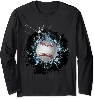 Baseball bat with broken glass of Breakthrough Baseball Long Sleeve T-Shirt
