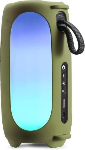 Silikon-Schutzhülle für JBL Pulse 5 Bluetooth-Audio-Lautsprecher mit Schultergurt und Karabiner, Grün