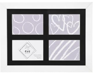 M1SS Multi Photo Picture Frames - White Multiple Photos 4 Aperture 4 x 6 Frame to Fit 4 Photos – Solid Wood 10 x 15cm- REAL GLASS - Four Photo's 6 x 4 Inch (Single)