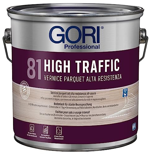 GORI 81 HIGH TRAFFIC Vernice parquet alta resistenza, mobili e scale in legno, incolore satinato 750 ml