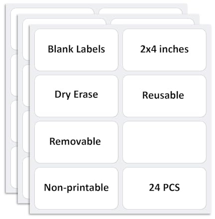 SVNOOC Etiquetas extraíbles multiuso, etiquetas de borrado en seco, pegatinas blancas, no imprimibles, etiquetas en blanco, notas adhesivas reutilizables (5 x 10 cm)