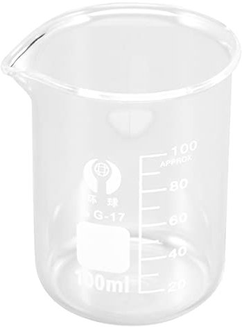 OUNONA Vaso Medidor De Vidrio 100 Ml Graduado Para Cocina Y Laboratorio Taza De Precipitados Transparente Resistente Para Medir Líquidos Y Bebidas