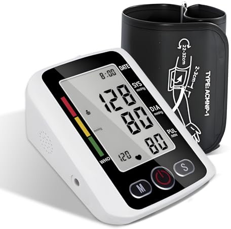 Ecoret-Pro Misuratore di pressione, Misuratore Pressione LCD Digitale, Automatico di Pressione Sanguigna del Polso del Monitor di Battimento di Cuore Frequenza di Polso, Schermo grande - Bianco