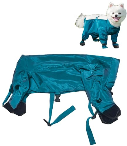 Cappotto antipioggia per cani con protezione addominale, body antipioggia per cani impermeabile, abbigliamento anti-fango per cani per passeggiate, compatto e facile da riporre, facile da pulire