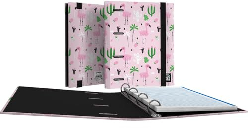 Grafoplas - Carpeta con Recambio A5, Carpebook Tropical Bits&Bobs, Incluye Recambio Hojas 90g Cuadricula 5x5 Borde Color, Lomo Curvo Ergonómico, 4 Anillas Redondas 25mm, FSC, Perfecto Material Escolar