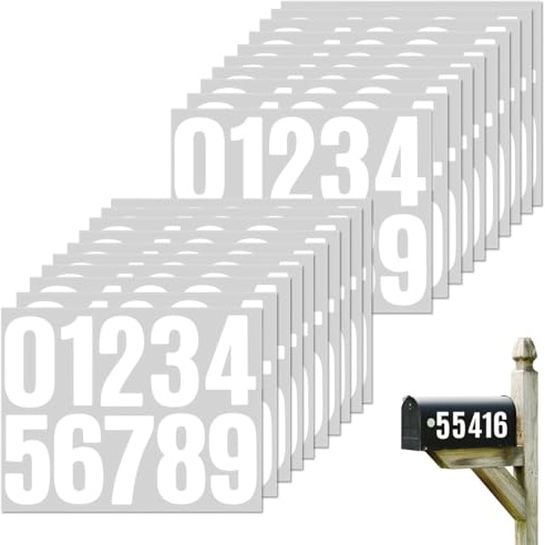 20 Feuilles Chiffre Autocollant, 200 Pièces Blanc 0-9 Numero Boite aux Lettres en Vinyle, Résistants aux Intempéries, Étanche Autocollant Numero pour Boîte aux Lettres, Panneaux de Maison, Poubelles