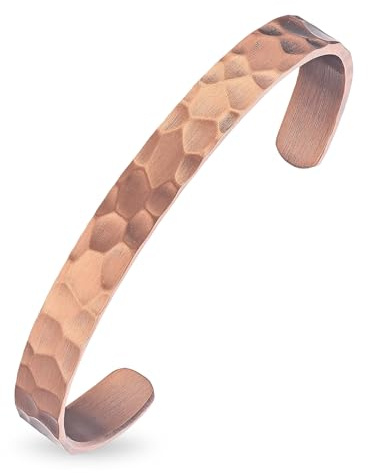 MagEnergy Bracciale in rame puro per uomo e donna – Bracciale vintage martellato, 100% rame massiccio, grezzo e non rivestito, fatto a mano