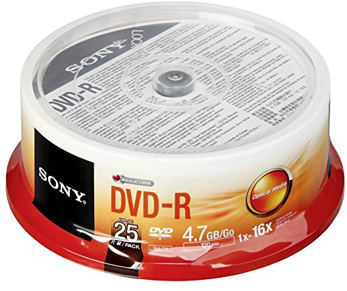 Sony 25DMR47SP 16x DVD-R 4.7GB Recordable DVD Media - 25 Pack Spindle