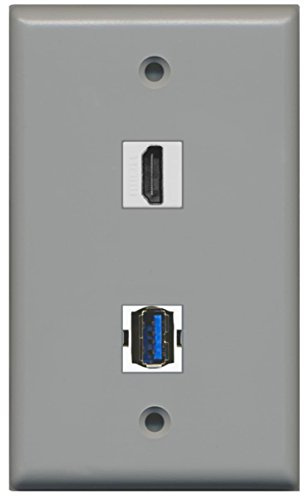 RiteAV - 1 Port HDMI 1 Port USB 3.0 Wall Plate - Gray