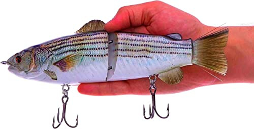 10 RF Glider Glide Bait Bass Musky Striper Fishing Lure Big Multi Jointed Shad Trout Kits Slow Sinking (Striper Sink)