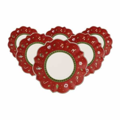 Villeroy & Boch Toy's Delight - Piatto per il pane, 17 cm, decorazione natalizia, in porcellana, colore: Rosso