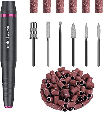 MelodySusie Pen-Shaped Portable Cordless Nail Drill,PC180G 25000RPM Rechargeable Electric File with LED Display for All Nail Care, Manicure Shaping & Acrylic Gel Removal for Nail Artists DIY at Home