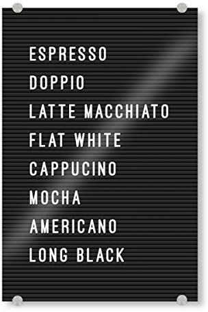 artboxONE Acrylglasbild 60x40 cm Typografie Letterboard Kaffee Bild hinter Acrylglas - Bild Board Board Coffee