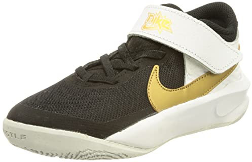 NIKE Boy's Unisex Kids Team Hustle D 10 Gymnastics Shoes, Black Metallic Gold White Photon Dust, 1.5 UK Child