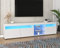Azkoeesy TV-Schrank 180 cm mit LED und Hochglanz weiß, 3 Türen und 2 Glasböden, modernes TV-Lowboard Sideboard Gaming Multimedia Center für Wohnzimmer, 180 x 35 x 45 cm