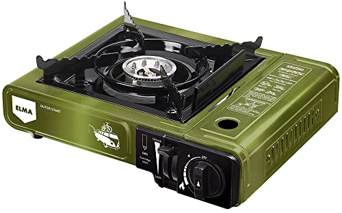 Elma Camping Stove Portable Compatible with Gas Cartridges 2,3 kW Ideal for Camping/Road Trips | Precise Heat Control | Briefcase Included