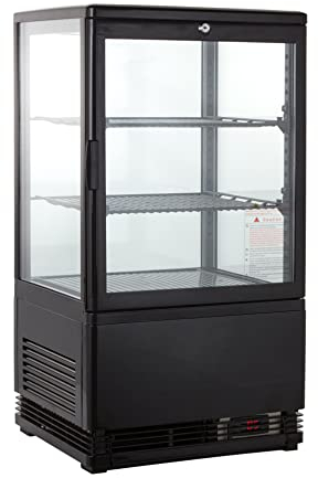 GastroHero Kühlvitrine 58 Liter I Buffet Vitrine +2 °C und +6 °C mit LED I Kühlvitrine Gastro schwarz I Kühltheke mit Glastür & Umluft I abschließbar