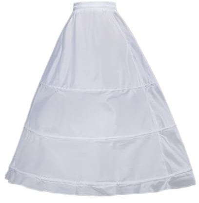 Wohnvoraus Women White Petticoats 3 Hoop A-Line Crinoline Full Length Hoops Crinoline Petticoat Underskirt for Wedding Bridal Dress