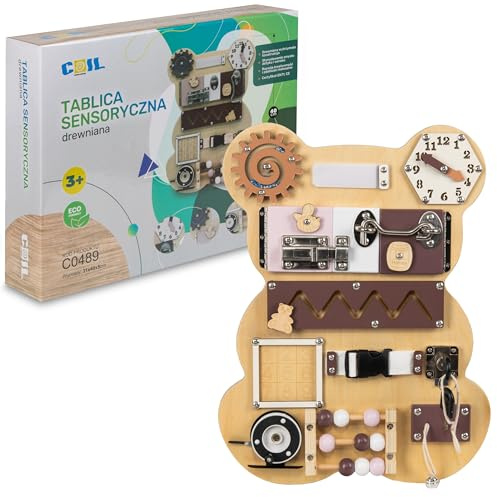 COIL Planche de motricité Ours Montessori Jouet Planche d'activités en bois
