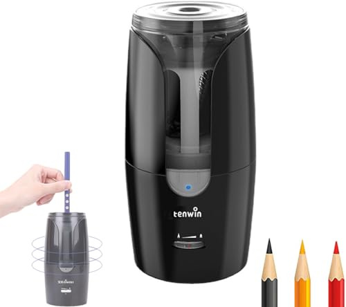 Taille-crayon Électrique Rechargeable USB, Professionnel Taille Crayon avec Grand Reservoir pour 6 à 12 mm Crayons, Poids léger Portable Taille Crayon pour Artiste Enseignant Étudiant (Noir)
