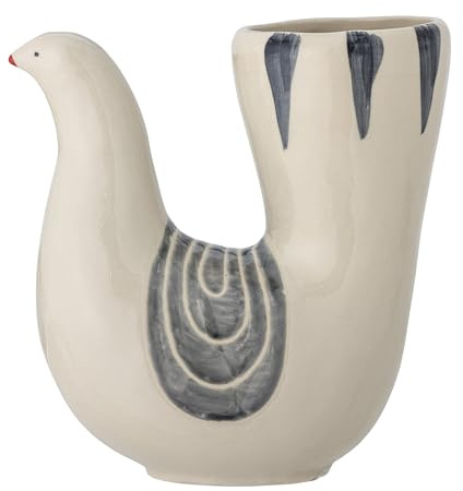 Trudy Vase von Bloomingville – Weiß, Steingut, Vogel-Design