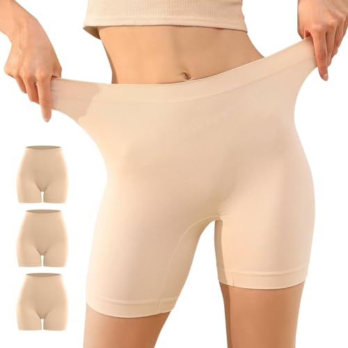 YouShow Pantalones Mujer Debajo la Falda 3 Pack Pantalon Antirozaduras Cortos Vestir Braga Anti Roce Beiges XL