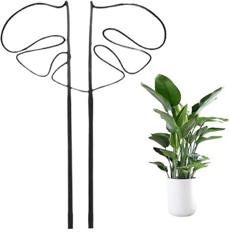 Soporte para plantas, soporte para tallos de plantas, forma de Monstera, estaca de metal para plantas trepadoras, soporte para orquídeas, pothos, filodendro