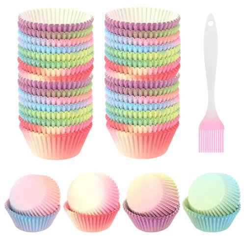 800 Stück Muffinförmchen Papier Mini Muffins Papierförmchen Muffins Papierförmchen mit Backpinsel Lebensmittelqualität Muffinform Papier Cupcake Förmchen für Backen Dessert Party Hochzeit