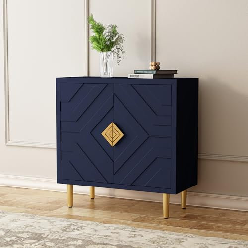HOLTICO Kommode Sideboard mit 2 Türen, Küchenschrank, Aufbewahrungsschrank Schrank für Wohnzimmer, Küche, Schlafzimmer-Blau