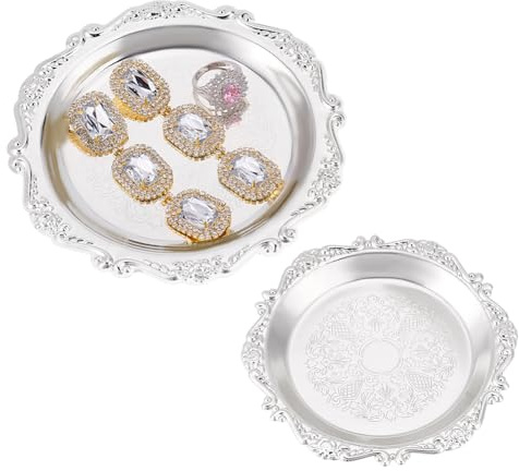 PH PandaHall 2 Taille Plateau à Bougies en Métal 10/15cm Plat à Bougie Rond Support de Bijoux Plateau de Rangement Plat à Bijoux pour Fête Festive Bougie, Bracelet Décoration de Mariage