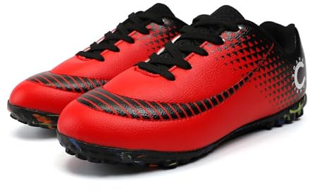 YHLLZY Boys Football Boots Kids Football Shoes Astro Turf Trainers Girls Soccer Athletics Training Shoes Teenager Outdoor Sport Shoes Red 12UK Child