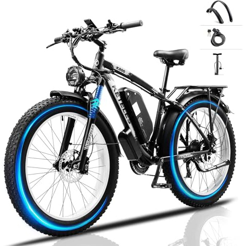 JESRIDER 26x4 Electric Mountain Bike for Adults, Fat Tire E Bike with 48V 20AH Battery, 21-Speed Front Suspension Ebikes, Dual Hydraulic Disc Brakes Electric Bicycle for Commute & Off Road
