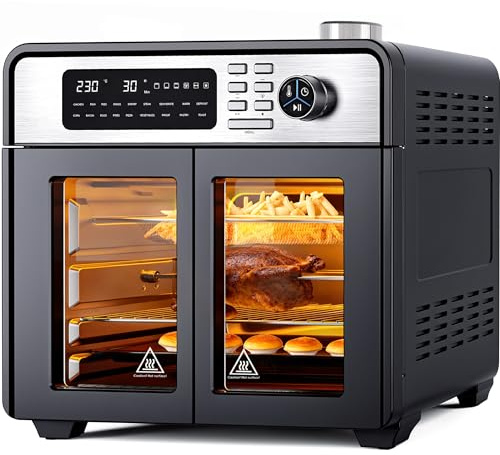 Rebonique 28L Air Fryer Oven with Rotisserie, 18 in 1 Large Air Fryer Cook Countertop Convection Oven, Oil Free Airfryer Fast Cooking Roast, Pizza, Toast, Bake, Grill, Dehydrate 1700W Full Accessory