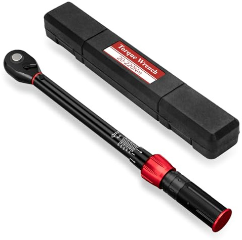 NADOKHI Llave Dinamométrica 1/2, 20-220 Nm Moto y Coche Llave Dinamométrica, Alta Precisión ±3%, 72 Dientes Doble Dirección Ajustable con Caja de Almacenamiento, para Coche Reemplazar Neumáticos