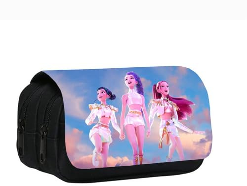 Big Capacity Pencil Case, K Pop Demon Hunters Pen Pouch Bag Holder School Supplies Large Stationery Storage with Handle Middle Office Organizer for Girl Student Teens Adult