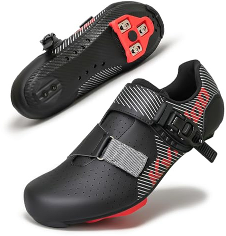 Kyedoo Mens Wide Cycling Shoes Compatible with Peloton Bike Shoes for Indoor Outdoor with Delta Cleats Gym Racing Bicycle Size 8 Black