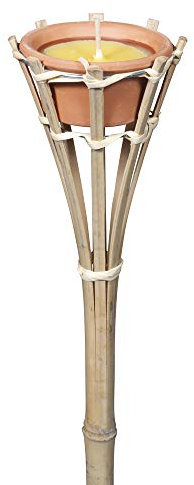 VERDELOOK Torcia alta in bambù con cera citronella, altezza 60 cm diametro 8.50 cm
