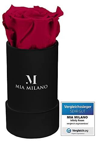 Mia Milano Infinity Rosen in Rosenbox | Geschenk für Sie | Schwarze Box mit echten konservierten Rosen | 5 Jahre haltbar | Ewige Flowerbox (Bordeaux)
