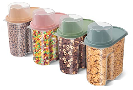 Supernic 4PCS 1.9L Cereal Container Storage Set Kitchen Storage Containers Food Storage Box with Spout and Measuring Cup Dry Food Dispenser Containers