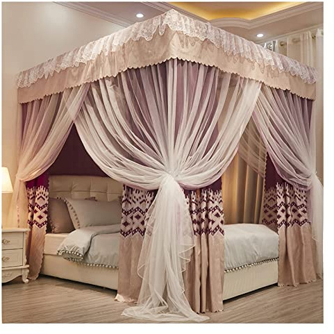 Baldacchini Baldacchino di Lusso Quattro Stagioni, Tenda per Letto Matrimoniale, Baldacchino per Letto Matrimoniale con Rete di Crittografia E Telo Ombreggiante Antipolvere, Facile da Installare