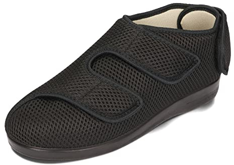 OrtoMed Chaussures Orthopédiques Femmes Hommes Largeur Réglable 36-46 UE (Noir 6052, Système Taille Chaussures EU, Adulte, Numérique, Moyen, 43)