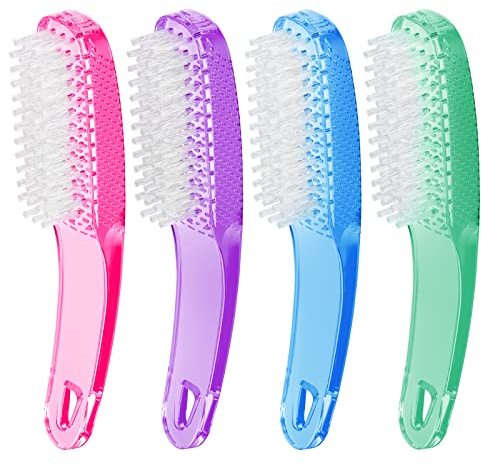 Larbois Cepillo de uñas para limpiar las uñas, paquete de 4 cepillos de uñas con mango para limpiar uñas para dedos de los pies y uñas, mujeres y hombres (color 3)
