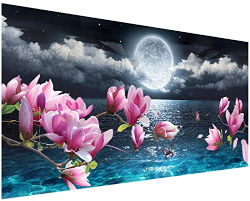 WeJimifa Diamond Painting, 5D Diamant Bilder, Erwachsene Groß Mond für Wohnzimmer Schlafzimmer Wand Dekoration (40 x 70 cm)