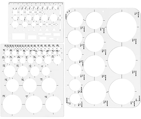 Tamaki Circle Template Circle Round Stencil Templates for Drafting for Office and School Building Formwork Drawings Templates, Large and Small Size, 3 Pack