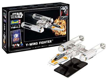 Revell Kit modello Star Wars I Set regalo Y-Wing Fighter I Scala 1:72 I Level 3 Kit I Numero di Parti 38 I A partire dai 10 anni I per Bambini e Adulti I Colori Colla e Pennello