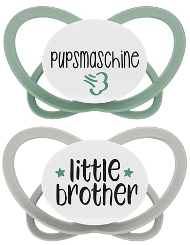 nip - Butterfly | 0-6 Monate | 2er Pack | Stillfreundlicher, zahnfreundlicher Babyschnuller inkl. Schnullerbox. Nachhaltiger Schnuller aus natürlichen Rohstoffen, Pupsmaschine/Little brother