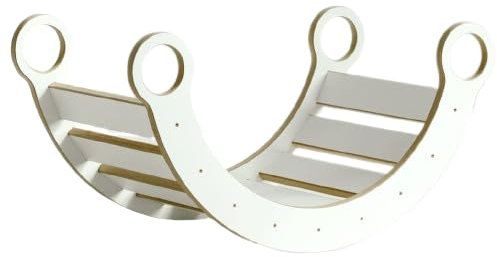 Arco di arrampicata per bambini, Altalena per arrampicata in legno fatta a mano, Dondolo triangolo, Altalena da casa interno, Tavola di equilibrio, Parete arco Montessori, (S, Bianco)