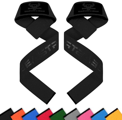 BEAST RAGE Lifting Straps for Weightlifting-100% cotton Anti-Slip Gel Grip Premium Neoprene Padded Heavy Duty Double Stitched Weight Lifting Gym Wrist Straps,Deadlift,Gym Accessories for Men and Women